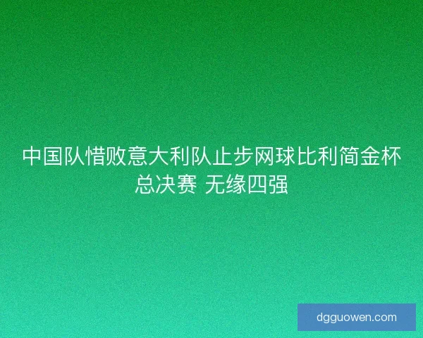 中国队惜败意大利队止步网球比利简金杯总决赛 无缘四强